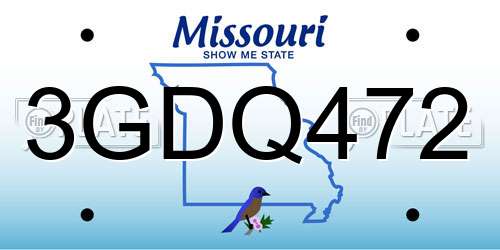 3GDQ472 Missouri License Plate