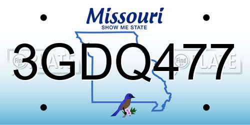 3GDQ477 Missouri License Plate