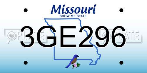 3GE296 Missouri License Plate