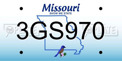 3GS970 Missouri License Plate