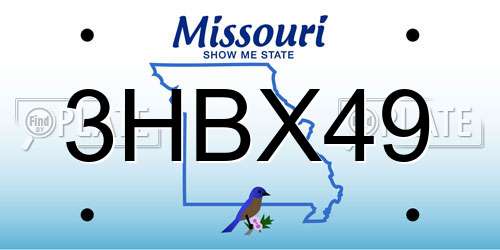 3HBX49 Missouri License Plate