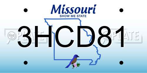 3HCD81 Missouri License Plate
