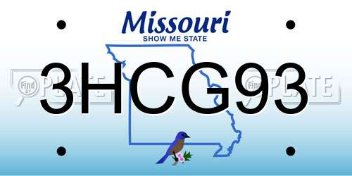 3HCG93 Missouri License Plate