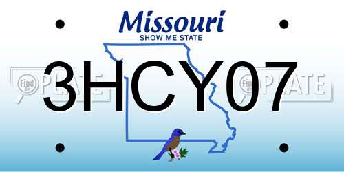 3HCY07 Missouri License Plate