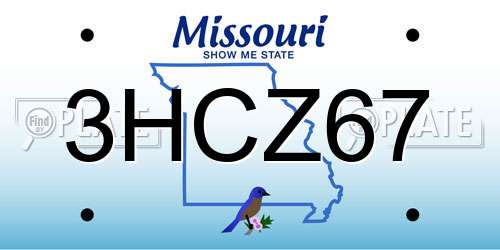 3HCZ67 Missouri License Plate
