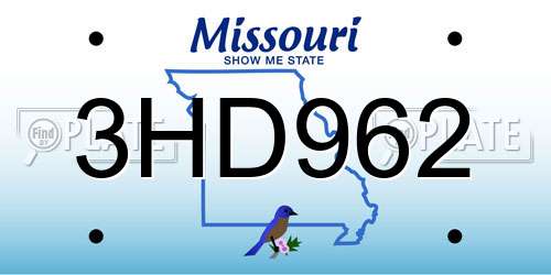 3HD962 Missouri License Plate