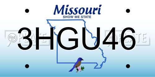 3HGU46 Missouri License Plate