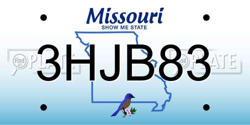 3HJB83 Missouri License Plate