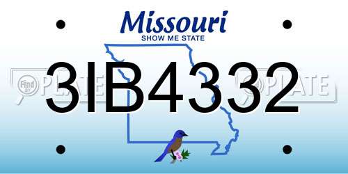 3IB4332 Missouri License Plate