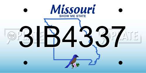 3IB4337 Missouri License Plate