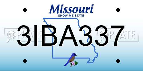 3IBA337 Missouri License Plate