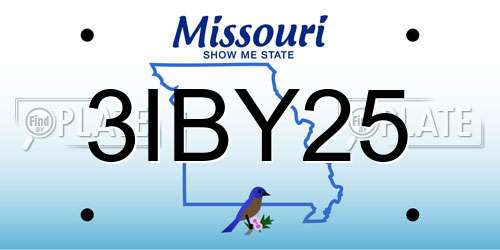 3IBY25 Missouri License Plate