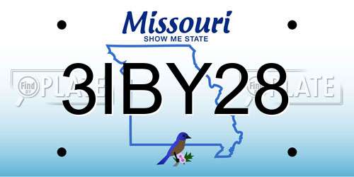 3IBY28 Missouri License Plate