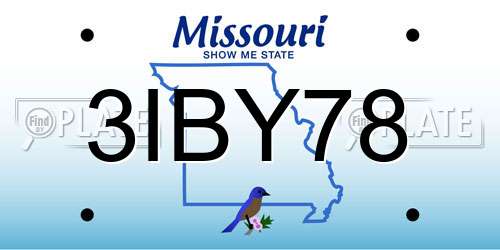 3IBY78 Missouri License Plate