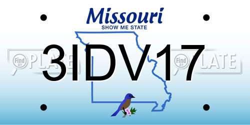 3IDV17 Missouri License Plate