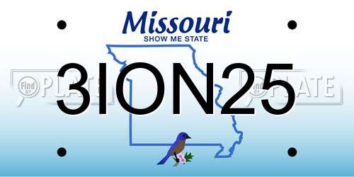 3ION25 Missouri License Plate