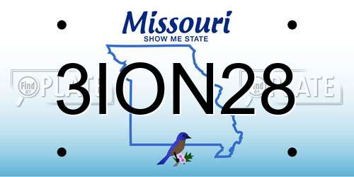 3ION28 Missouri License Plate