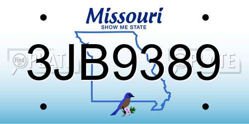3JB9389 Missouri License Plate
