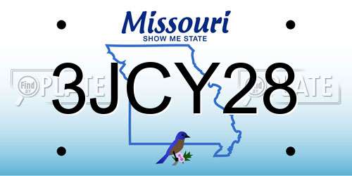 3JCY28 Missouri License Plate
