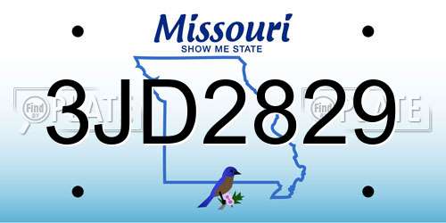 3JD2829 Missouri License Plate