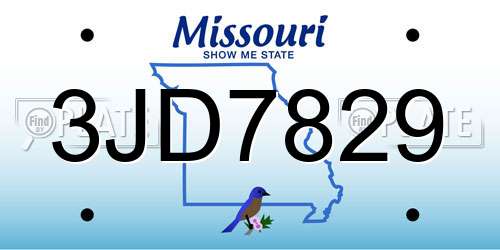 3JD7829 Missouri License Plate