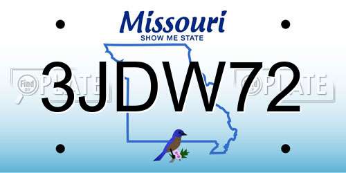 3JDW72 Missouri License Plate