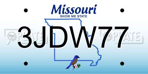 3JDW77 Missouri License Plate