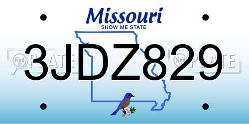 3JDZ829 Missouri License Plate