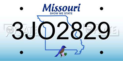 3JO2829 Missouri License Plate
