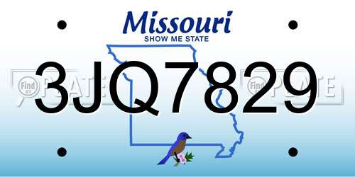 3JQ7829 Missouri License Plate
