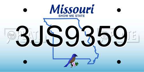 3JS9359 Missouri License Plate