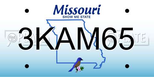 3KAM65 Missouri License Plate