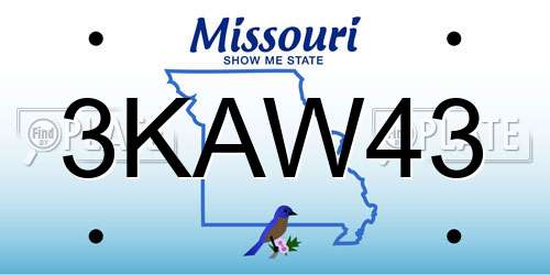 3KAW43 Missouri License Plate