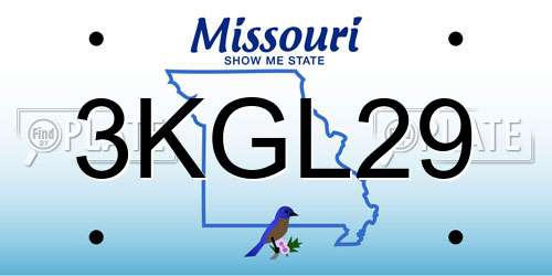 3KGL29 Missouri License Plate