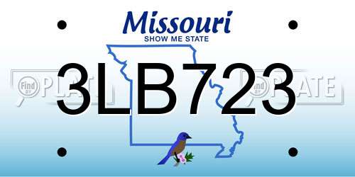 3LB723 Missouri License Plate