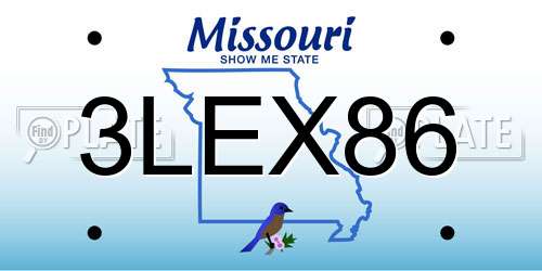 3LEX86 Missouri License Plate