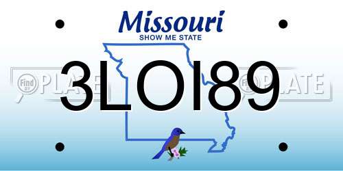 3LOI89 Missouri License Plate