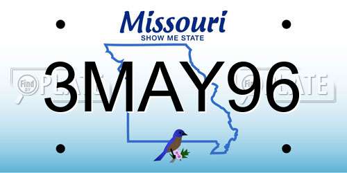 3MAY96 Missouri License Plate