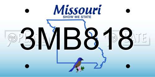 3MB818 Missouri License Plate