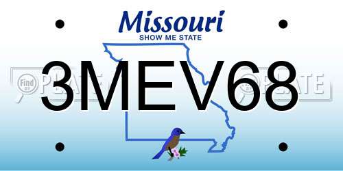 3MEV68 Missouri License Plate
