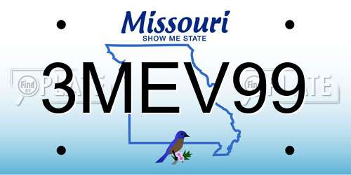 3MEV99 Missouri License Plate