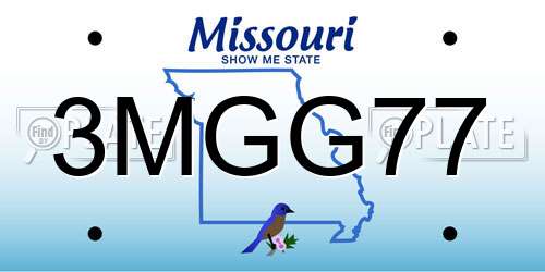 3MGG77 Missouri License Plate