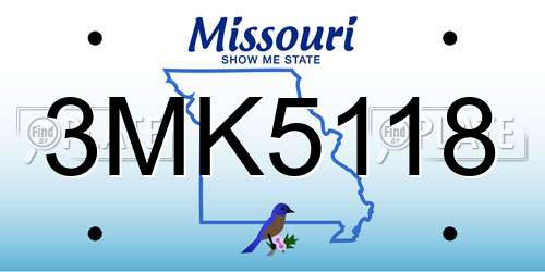 3MK5118 Missouri License Plate