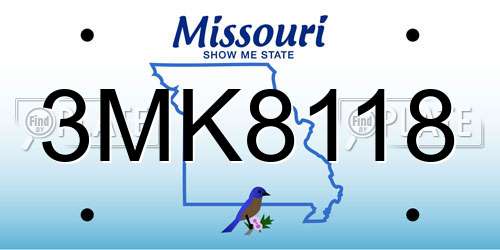 3MK8118 Missouri License Plate