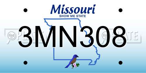 3MN308 Missouri License Plate