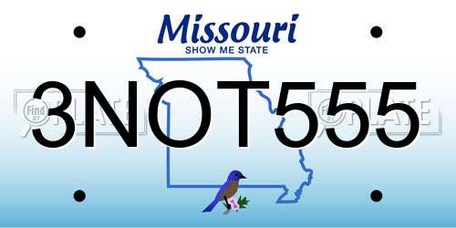 3NOT555 Missouri License Plate
