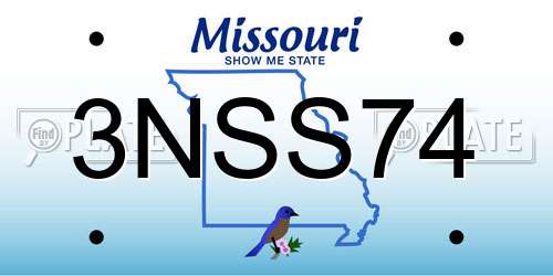 3NSS74 Missouri License Plate