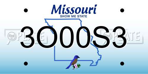 3O00S3 Missouri License Plate