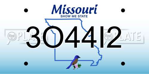3O44I2 Missouri License Plate