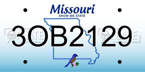 3OB2129 Missouri License Plate